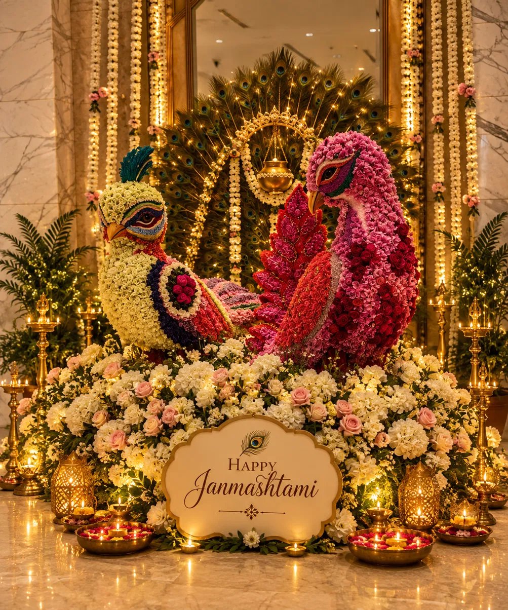 Floral flower tree with Ganesha idol